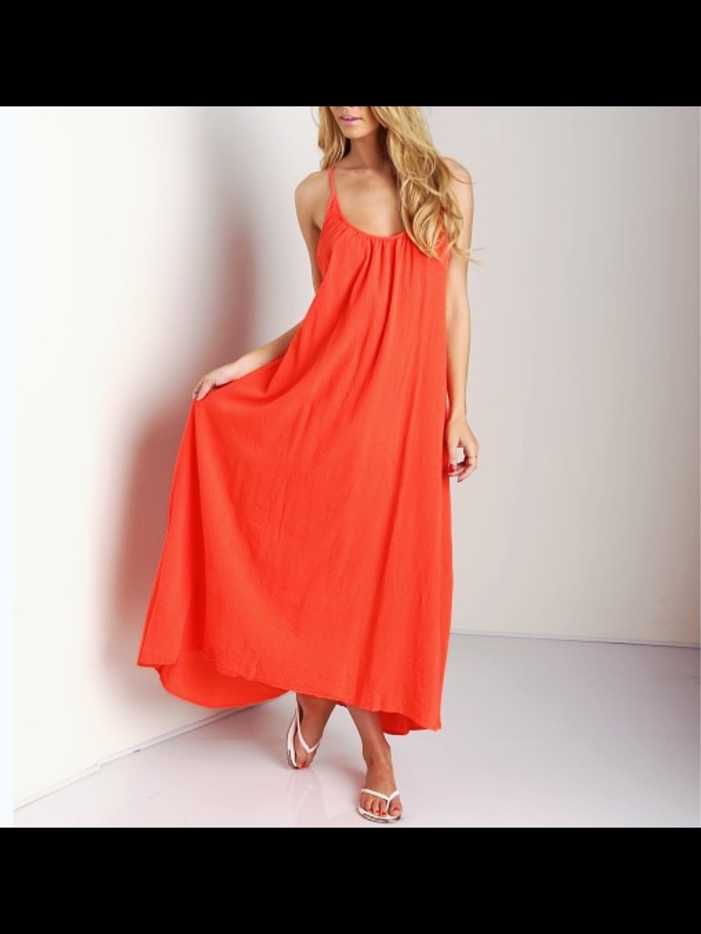 9Seed Strappy Red Maxi Swim Coverup Low Back Size O/S